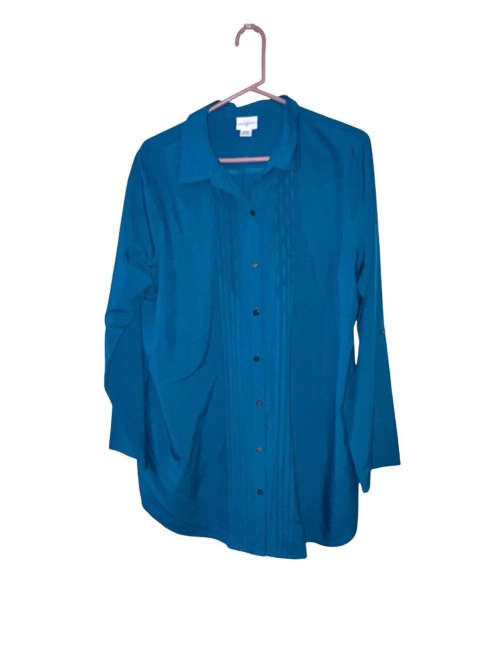 Jaclyn Smith Womens Teal Button-Up Long-Sleeve Shirt XXL 100% Polyester
